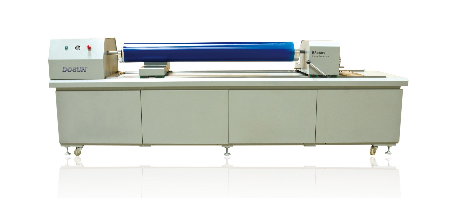 A DOSUN rotary screen laser engraving machine with a screen loaded